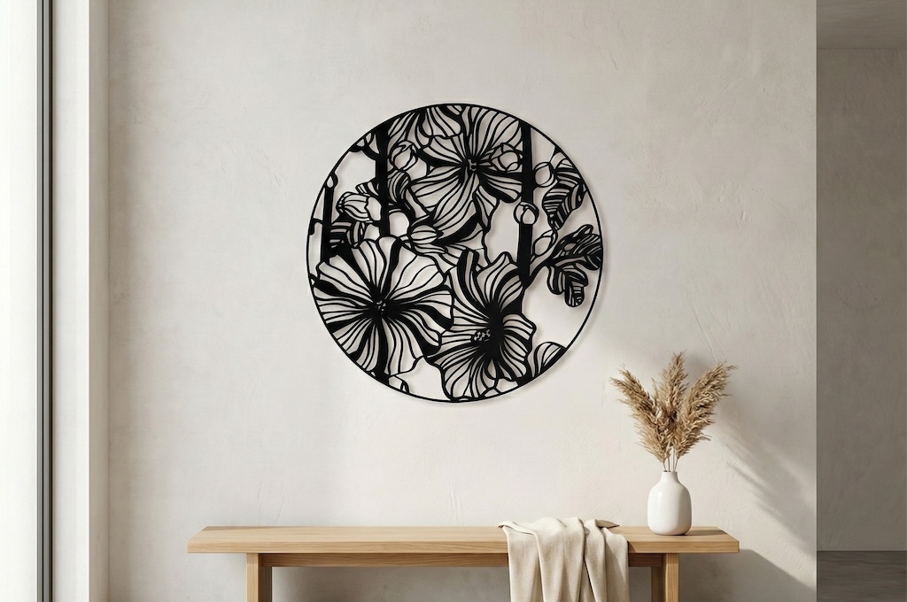 تابلو دیواری شیک بوته ختمی در راهرو منزل